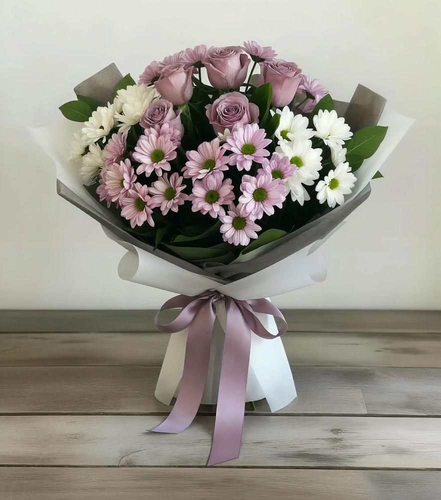 Букет цветов из: Хризантемы и Розы в Кошехабль