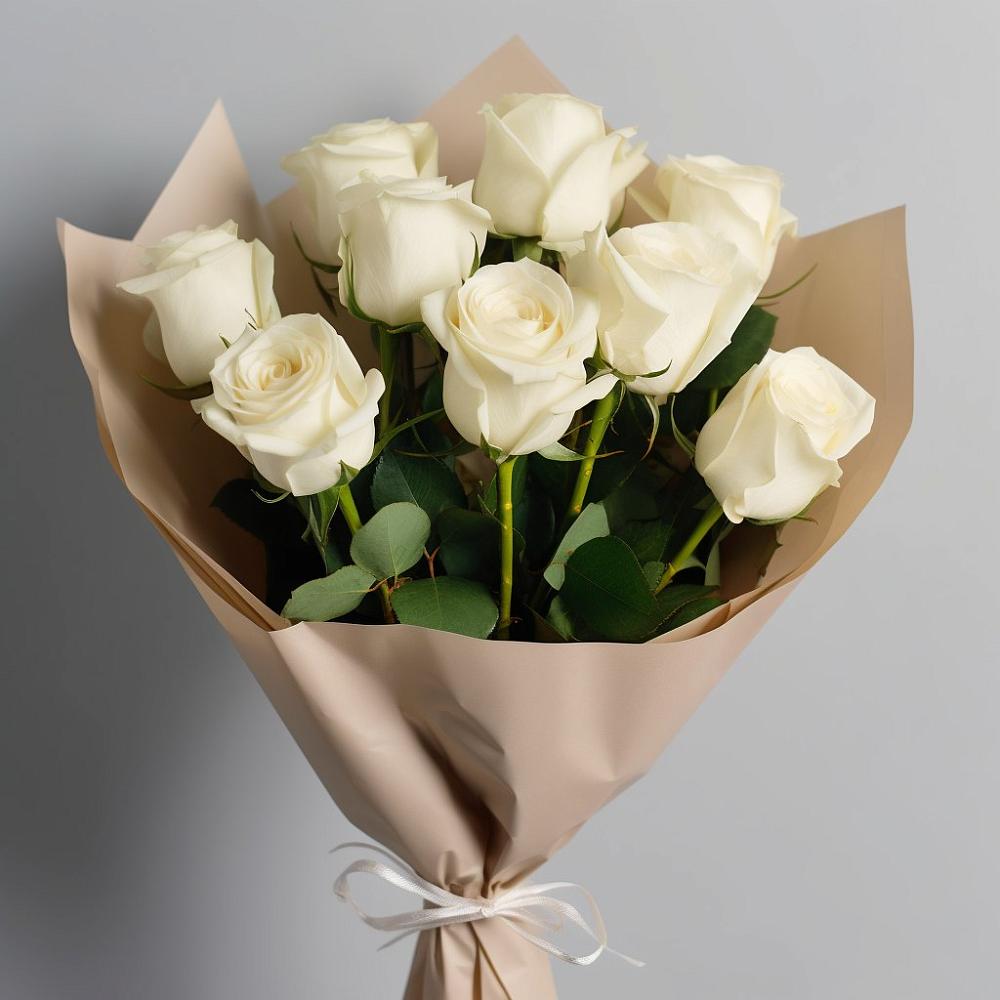 Букет 9 Белых роз Эдлесс Лав в Кошехабль