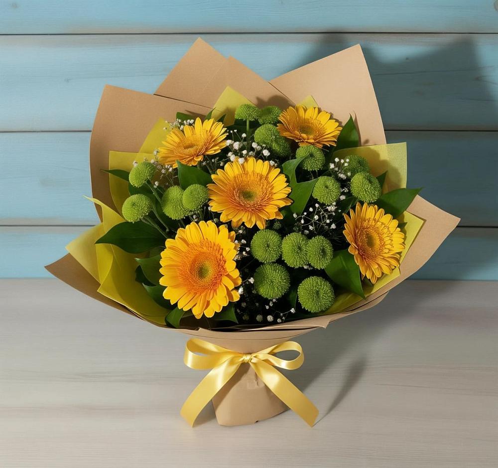 Букет цветов из: Герберы и Хризантемы в Кошехабль