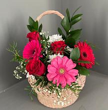 Цветочная композиция из Розы, Хризантемы и Герберы в корзине #REPLACE_PRED# Кошехабль