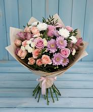 Букет цветов из:  Хризантемы, Розы и Альстромерии в Кошехабль