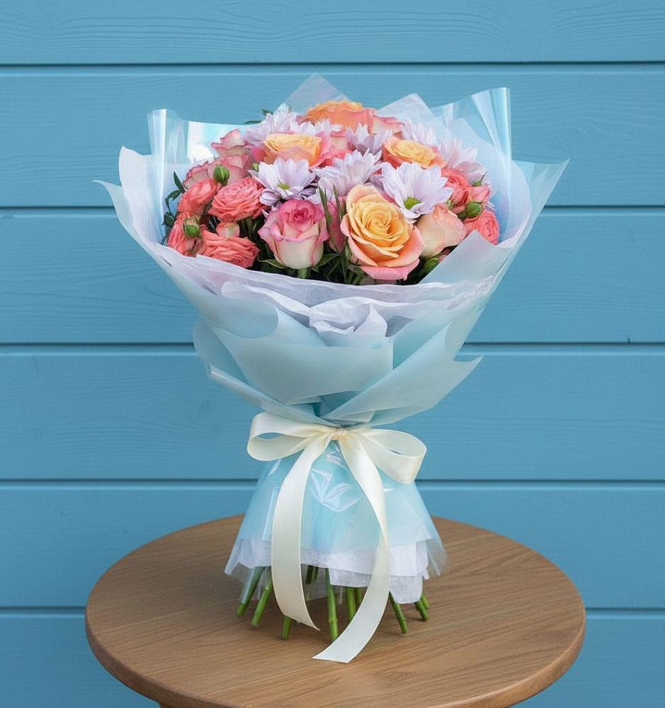 Букет цветов из: Хризантемы и Розы в Кошехабль