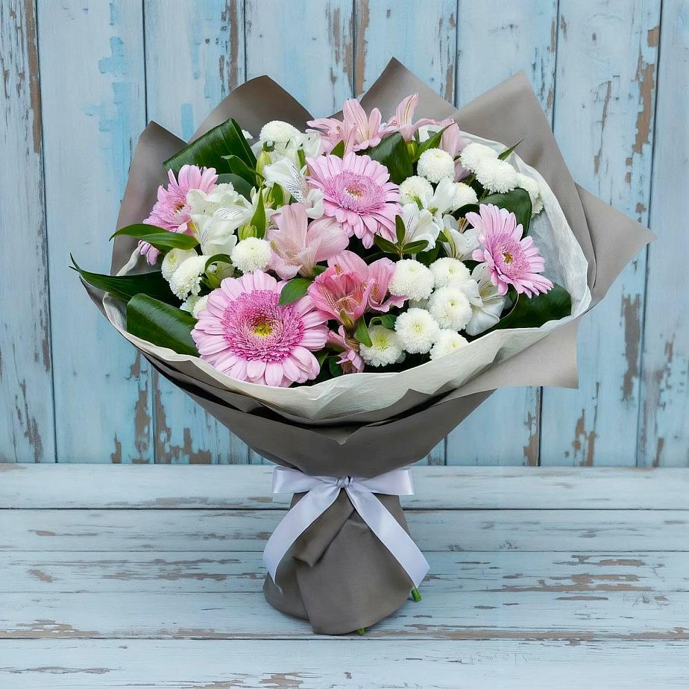 Букет цветов из: Герберы, Альстромерии и Хризантемы в Кошехабль
